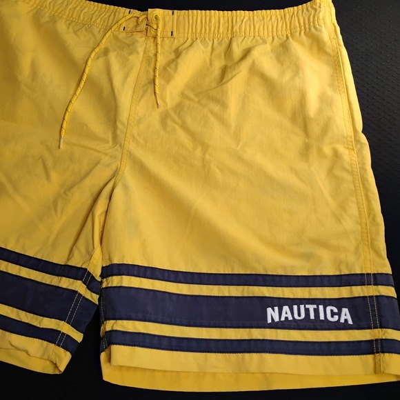 Nautica Swim Trunks Board Shorts Bathing Suit XL Blue Yellow White - Y - Picture 2 of 12